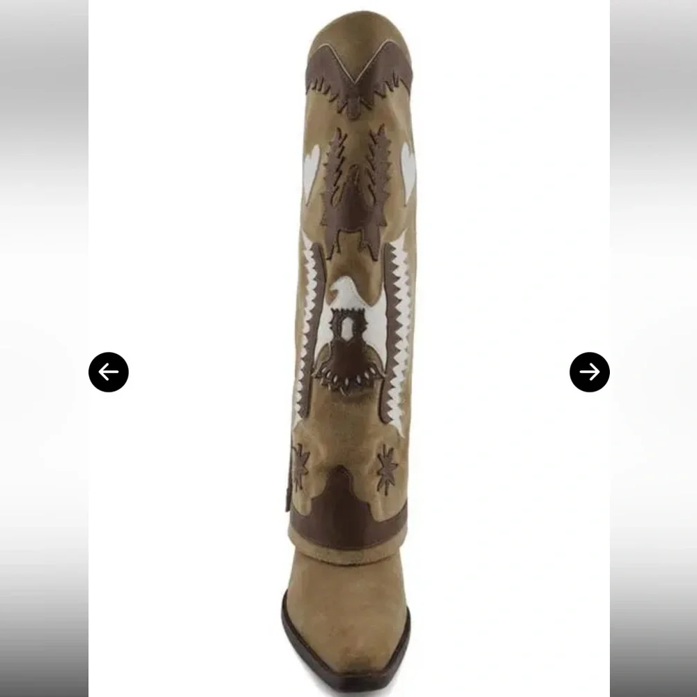 ZIGI Hungria Knee High Western Boot In Natural $400 gently used size 6